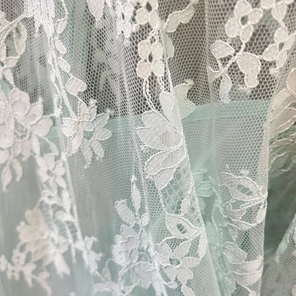 New J. Crew Three-quarter-sleeve‎ dress in chantilly lace Mint Green- Sz. 0